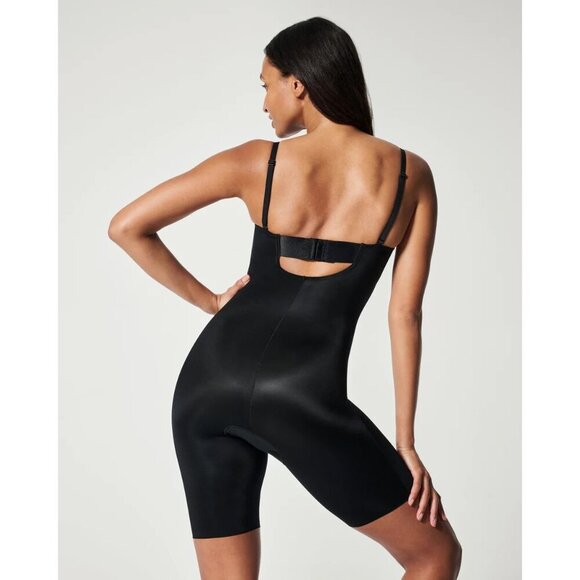 SPANX Suit Your Fancy Strapless Cupped Mid-Thigh Bodysuit Black L Convertible - Picture 5 of 6